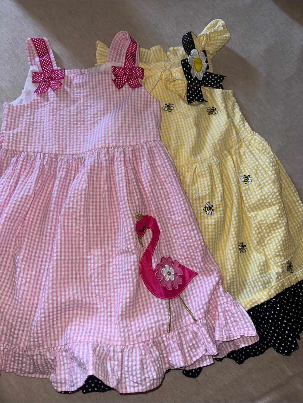Girls' Pink Flamingo Sundress with Ruffle Hem